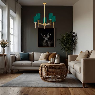 Argon Abruzzo lampa podsufitowa 5x7 W mosiądz-zielona 2147