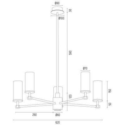 Argon Hampton lampa wisząca 5x7 W mosiądz 2177