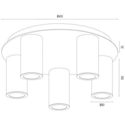 Argon Hampton lampa podsufitowa 5x7 W mosiądz 2178