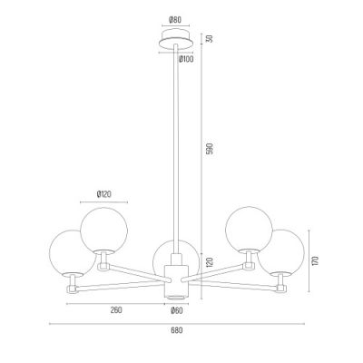 Argon Aruba lampa wisząca 5x7 W mosiądz 2179