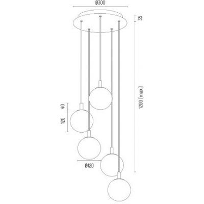 Argon Aruba lampa wisząca 5x7 W mosiądz 2182