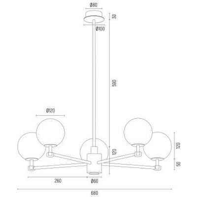 Argon Paloma lampa wisząca 5x7 W mosiądz 2186