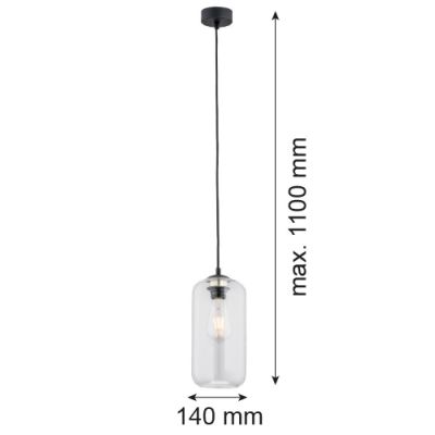 Argon Kalimera lampa wisząca 1x15W przezroczysty/czarny 4039