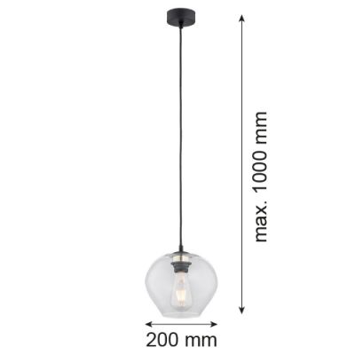 Argon Kalimera lampa wisząca 1x15W przezroczysty/czarny 4041