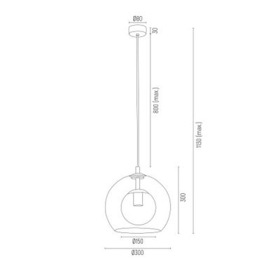 Argon Dover lampa wisząca 1x15W przezroczysty/mosiądz 4674