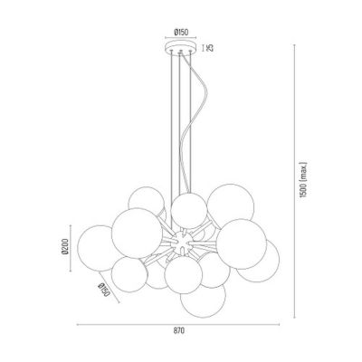 Argon Satelite lampa wisząca 15x15W grafit/opal 5020