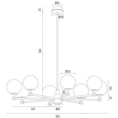 Argon Aruba lampa wisząca 8x7 W mosiądz 5067