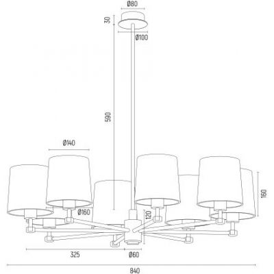 Argon Princeton lampa wisząca 8x15 W mosiądz 5071