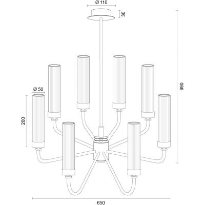 Argon Preston lampa wisząca 8x7 W mosiądz-przezroczysta 5082