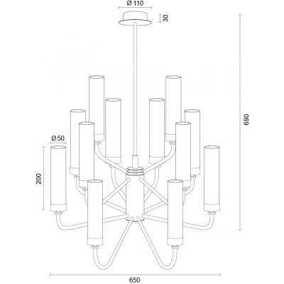 Argon Preston lampa wisząca 12x7 W biała-mosiądz 5085