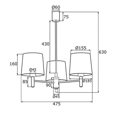 Argon Ponte Plus lampa podsufitowa 3x15W zielony/ciemny mosiądz 6192