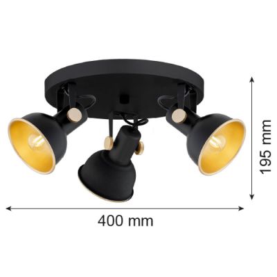 Argon Lenora lampa podsufitowa 3x7W czarny/złoty 6241