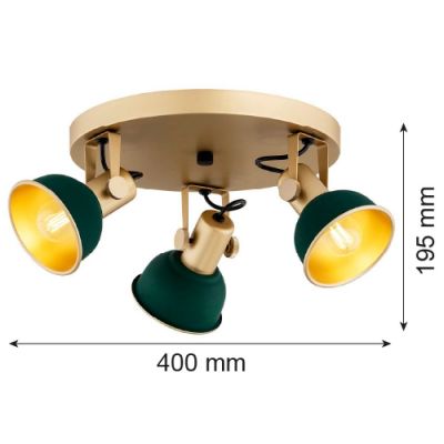 Argon Lenora lampa podsufitowa 3x7W zielony/złoty 6242