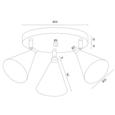 Argon Lucinda lampa podsufitowa 3x7W czarny/złoty 6246