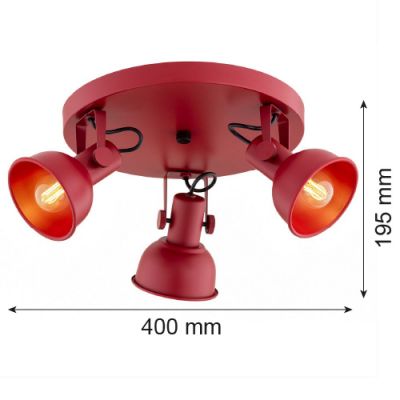 Argon Lenora lampa podsufitowa 3x7W czerwony 6264