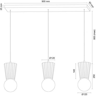 Argon Volante lampa wisząca 3x6 W drewno-opal 6358
