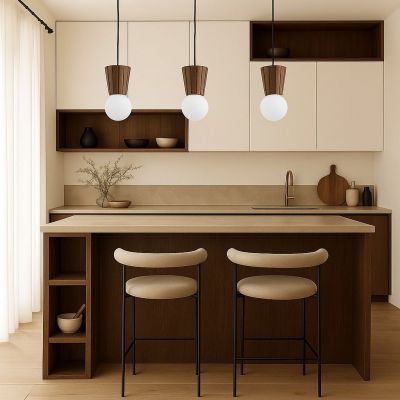 Argon Volante lampa wisząca 3x6 W drewno-opal 6358