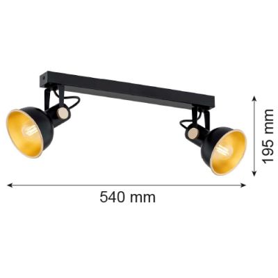 Argon Lenora lampa podsufitowa 2x7W czarny/złoty 7142