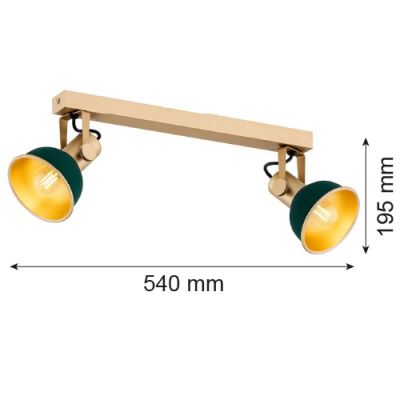 Argon Lenora lampa podsufitowa 2x7W zielony/złoty 7143