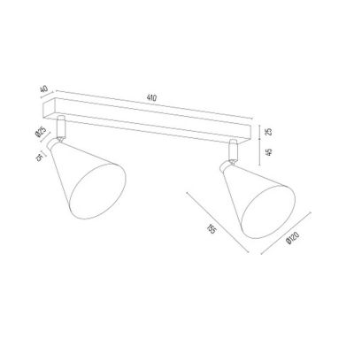 Argon Lucinda lampa podsufitowa 2x7W czarny/złoty 7170