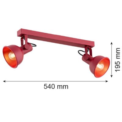 Argon Lenora lampa podsufitowa 2x7W czerwony 7173