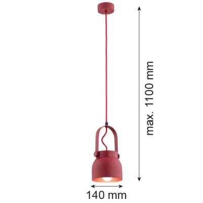 Argon Logan lampa wisząca 1x15W czerwony 8292