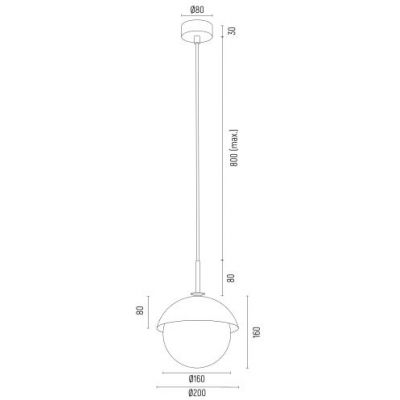 Argon Cappello lampa wisząca 1x15W opal mat/czarny 8295