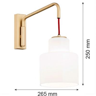 Argon Diuna kinkiet 1x15W opal/złoty/czerwon 8372