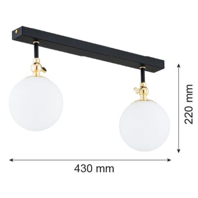 Argon Latina kinkiet 2x7W czarny/mosiądz/biały 846