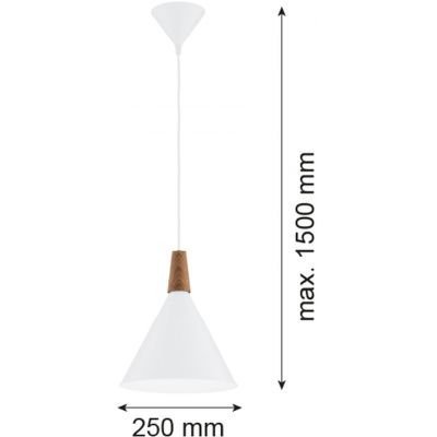 Argon Kegel lampa wisząca 1x15 W biała-drewno 8630