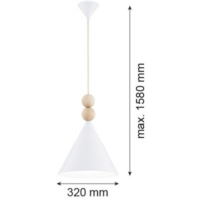 Argon Kegel lampa wisząca 1x15 W biała-drewno 8632