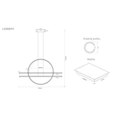 Altavola Design Linea lampa wisząca 47W czarny LA088/PX_3k_black