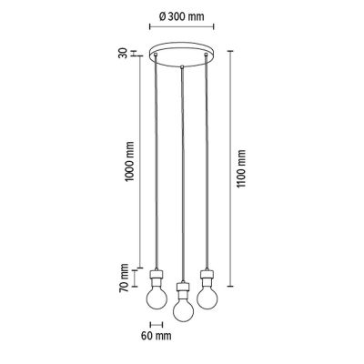 Britop Lighting Clarte lampa wisząca 3x60W dąb/czarny 3274374R