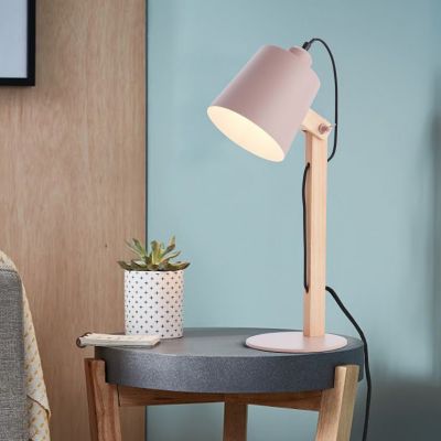Brilliant Swivel lampa stołowa 1x30W różowa/drewno 92716/17