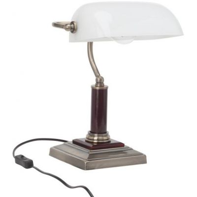 Brilliant Bankir lampa biurkowa 1x60W antyczny mosiądz/biała 92679/31