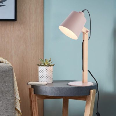 Brilliant Swivel lampa stołowa 1x30W różowa/drewno 92716/17