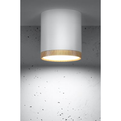 Candellux Tuba lampa podsufitowa 1x5W biały/drewno 2273624