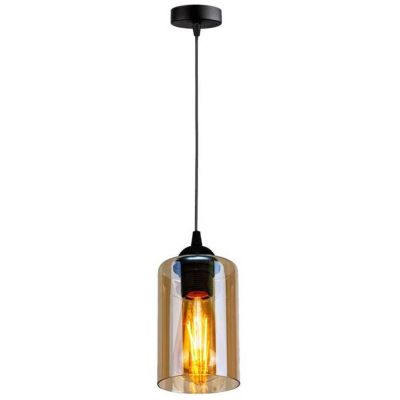 Candellux Bistro lampa wisząca 1x40W czarna/bursztynowa 31-00569