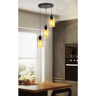 Candellux Bistro lampa wisząca 3x40W czarna/bursztynowa 33-00576