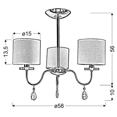 Candellux Estera lampa podsufitowa 3x40W kremowa/chrom 33-11664