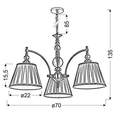 Candellux Austin lampa wisząca 3x40W patyna/brązowa 33-13842