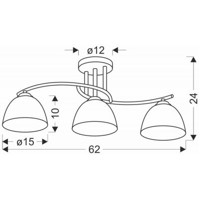 Candellux Gracja lampa podsufitowa 3x40W czarny/biały 33-22462