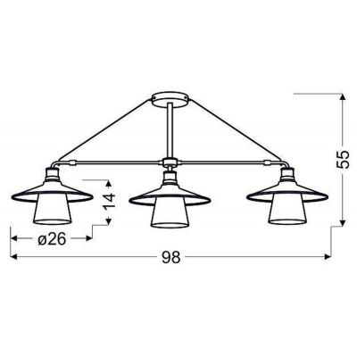 Candellux Loft lampa podsufitowa 3x60W czarny 33-43115