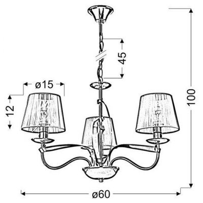 Candellux Diva lampa wisząca 3x40W chrom/złoty 33-55057