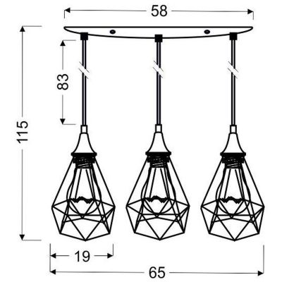 Candellux Graf lampa wisząca 3x60W czarna 33-62901