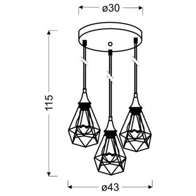 Candellux Graf lampa wisząca 3x60W czarna 33-62918