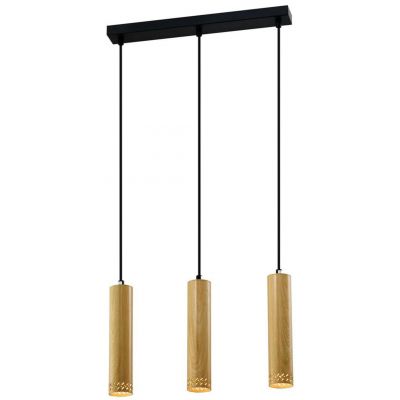 Candellux Tubo lampa wisząca 3x25W czarna/drewniana 33-79138