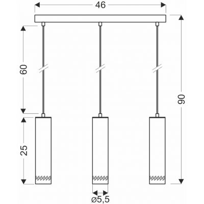 Candellux Tubo lampa wisząca 3x25W czarna/drewniana 33-79138