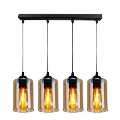 Candellux Bistro lampa wisząca 4x40W czarna/bursztynowa 34-00552