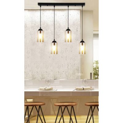 Candellux Bistro lampa wisząca 4x40W czarna/bursztynowa 34-00552